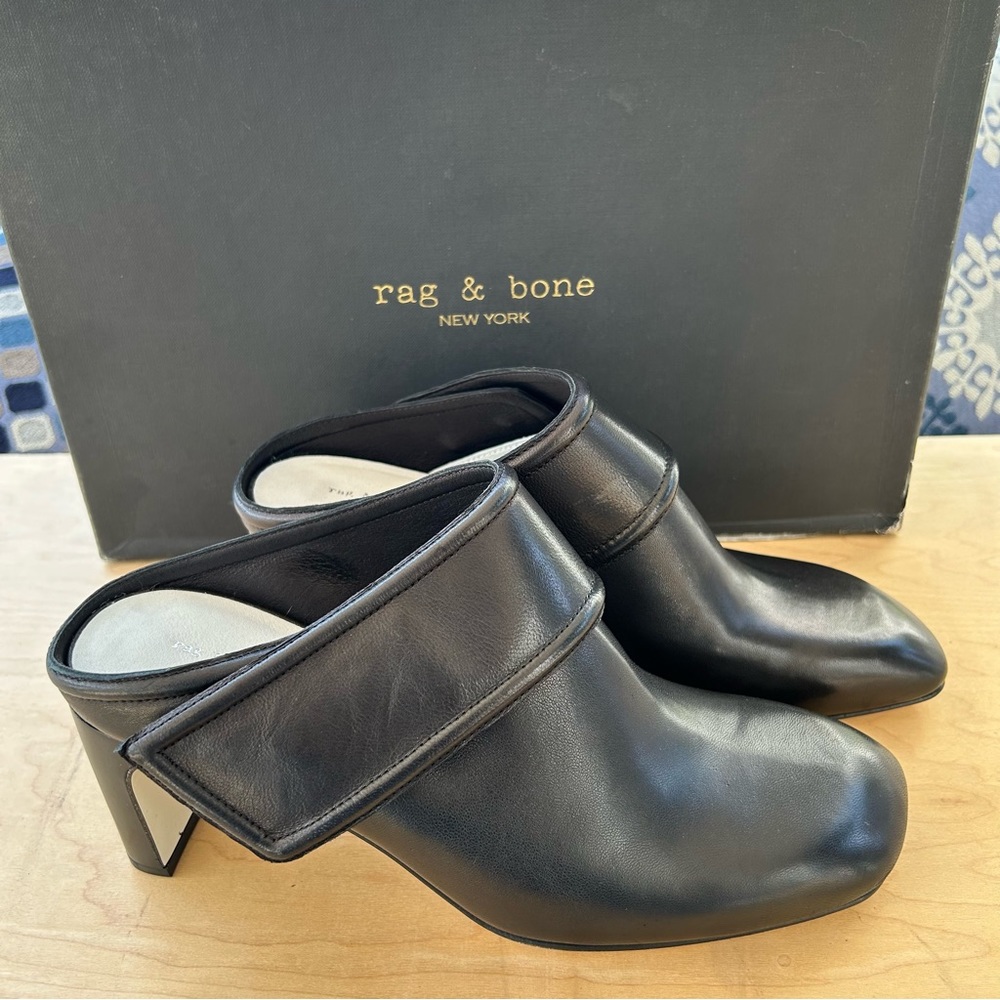 Rag & Bone Elliot Black mid heel mule